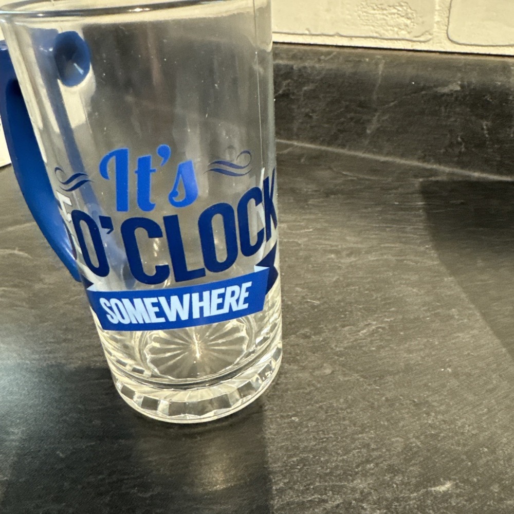 Lot Of 2 It's 5 O'Clock Somewhere' Hand Painted 15.8 oz Beer Glasses (new) - Picture 6 of 8